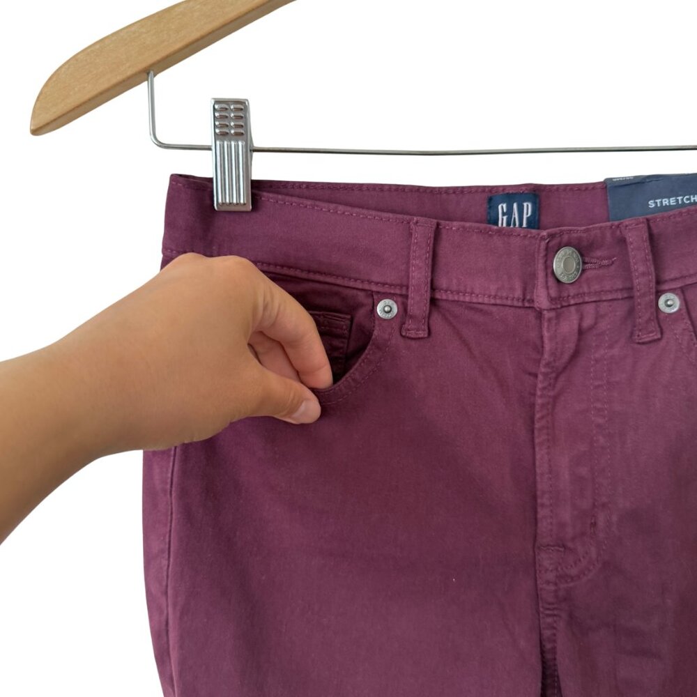 NEW Women's GAP Denim Mid-Rise True Skinny Ankle in Maroon/Eggplant - 00/24R - Picture 2 of 4